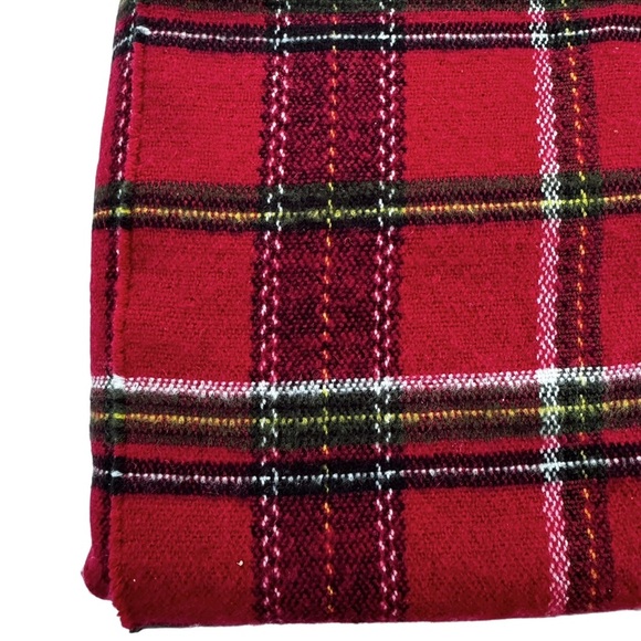 NWT Southern Living Forsyth Red Plaid Throw Fringe Blanket - Picture 3 of 7